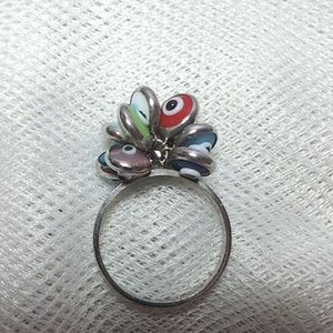 Colorful Eye Design Silver Ring